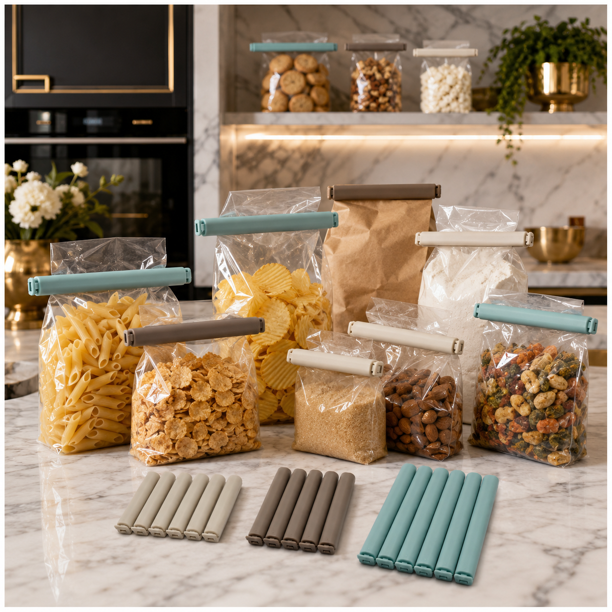18-Piece Food Sealing Clip Set – 3 Sizes, Reusable Bag Clips for Preserving