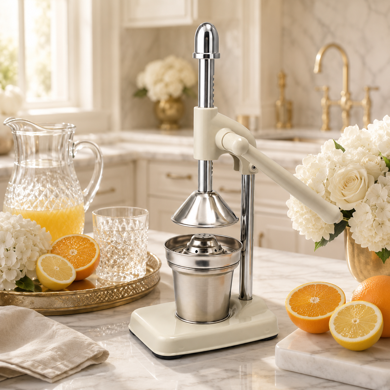 Manual Citrus Juicer- Lever Arm Juice Press with Stainless Steel Cup- 35 CM