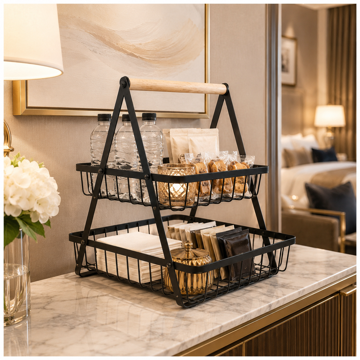 2 Tier Basket Organizer-Rack for Fruits, Vegetables and Everyday Essentials