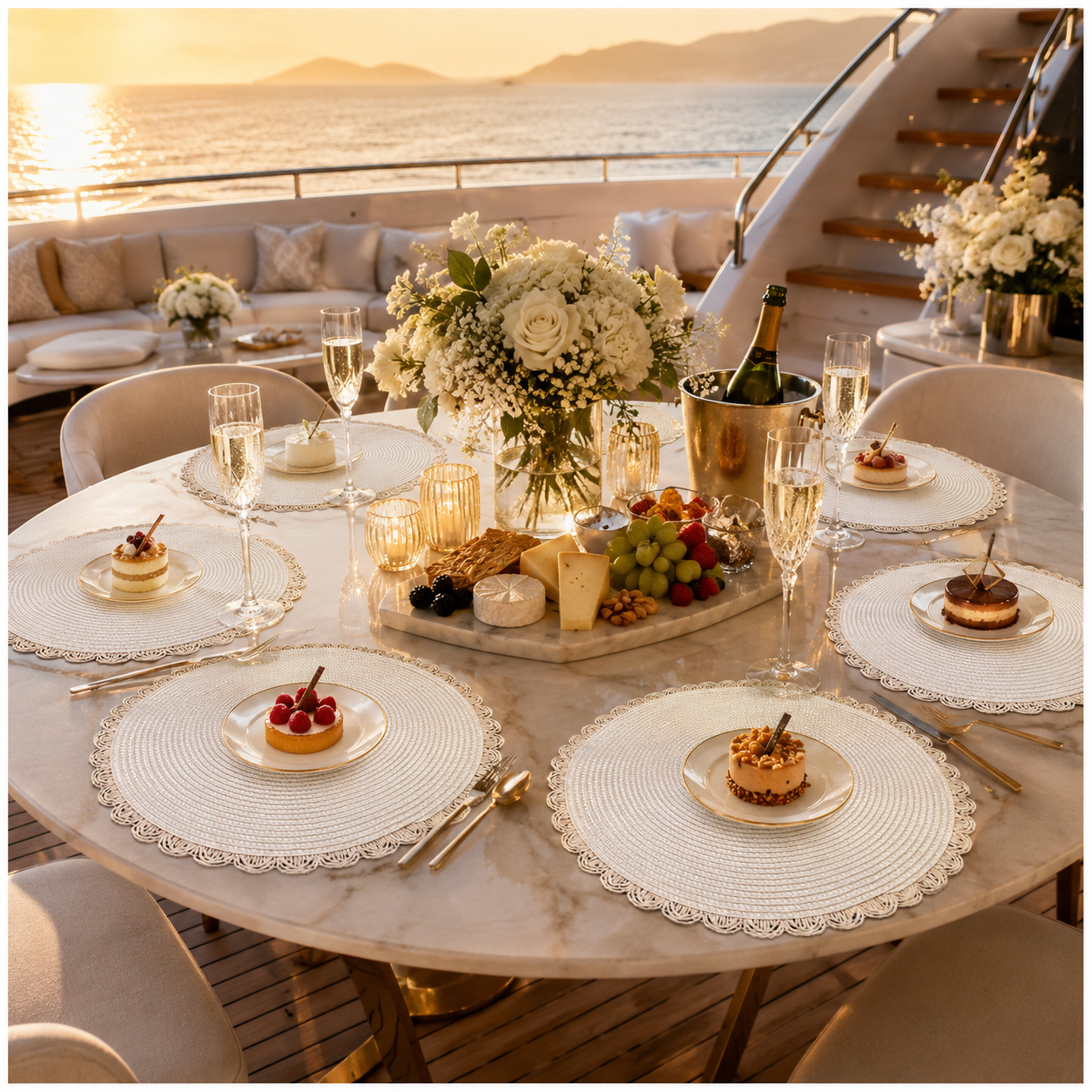 6-Piece Round Woven Straw Placemats with Scalloped Edge – 38cm