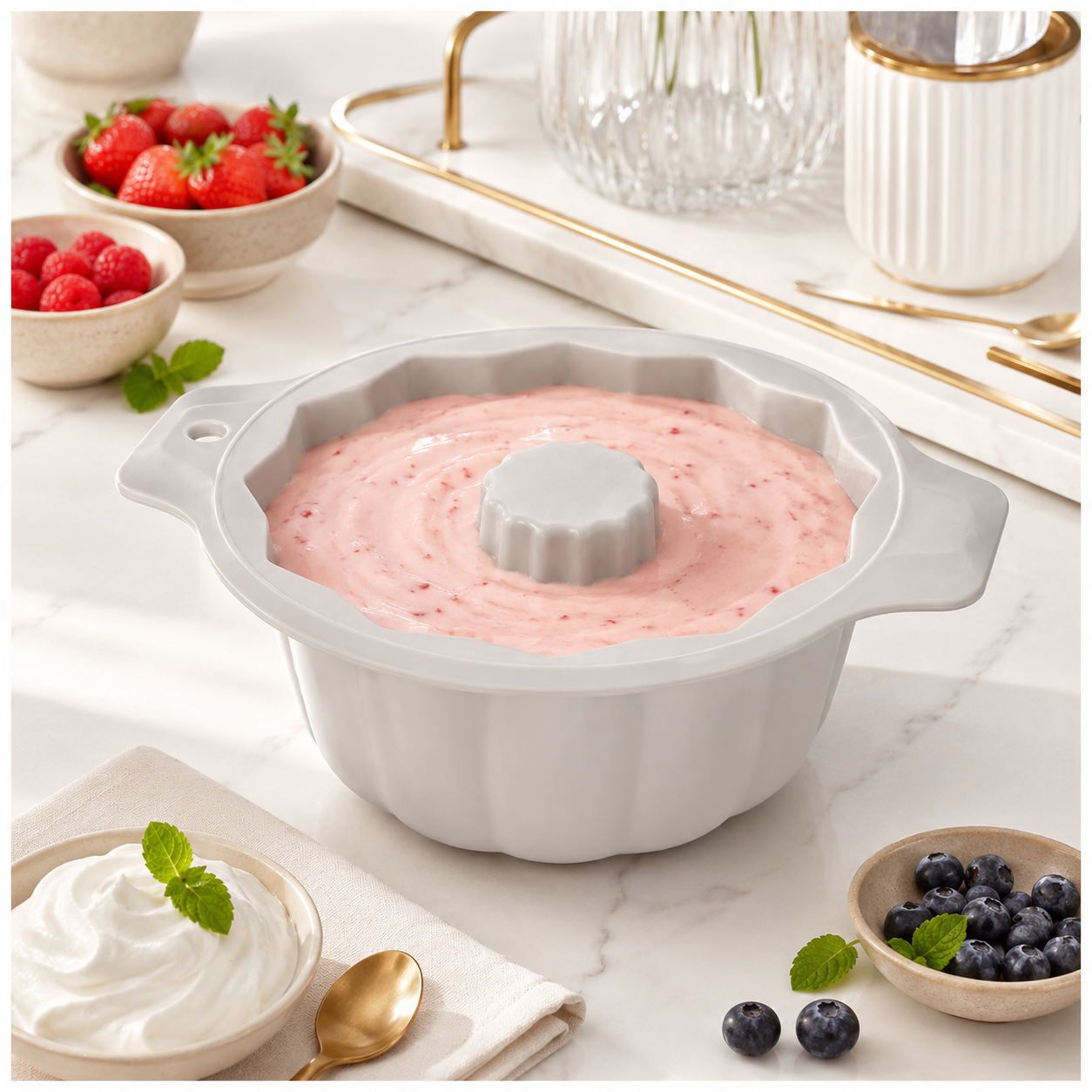 BPA Free Professional Silicone Cake Mould – Stone White Round Bundt Mould