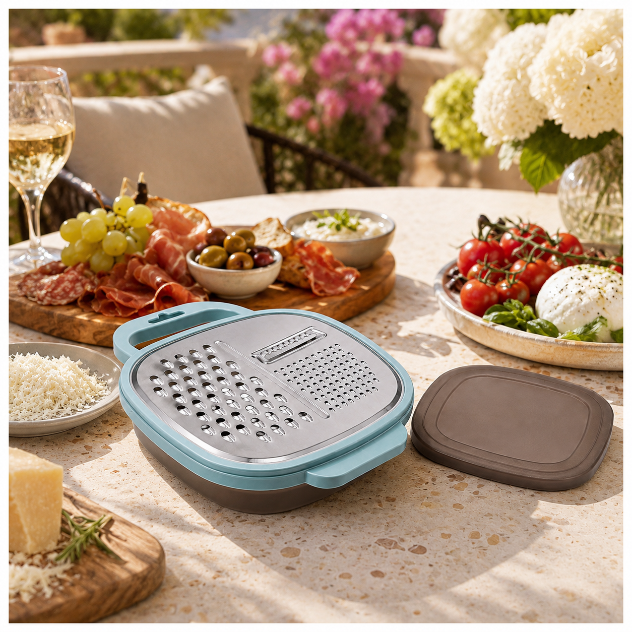 Essential 2-in-1 Stainless Steel Box Grater with Storage Container and Lid