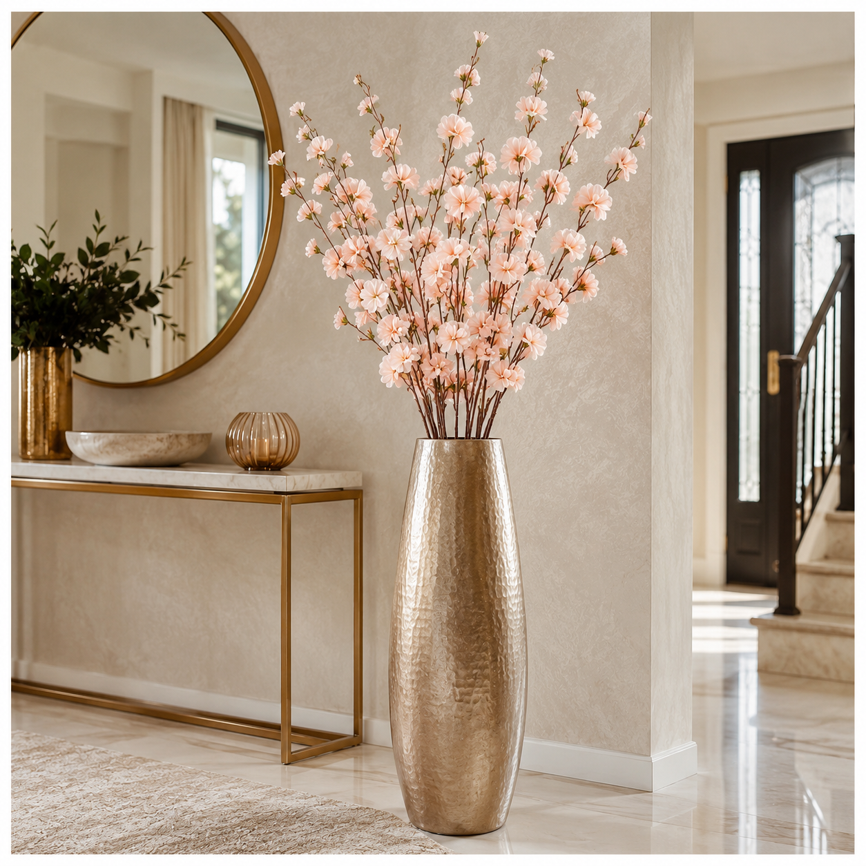 Elegant Faux 2 Cherry Blossom Stems - 85cm- White or Peach Floral Decor
