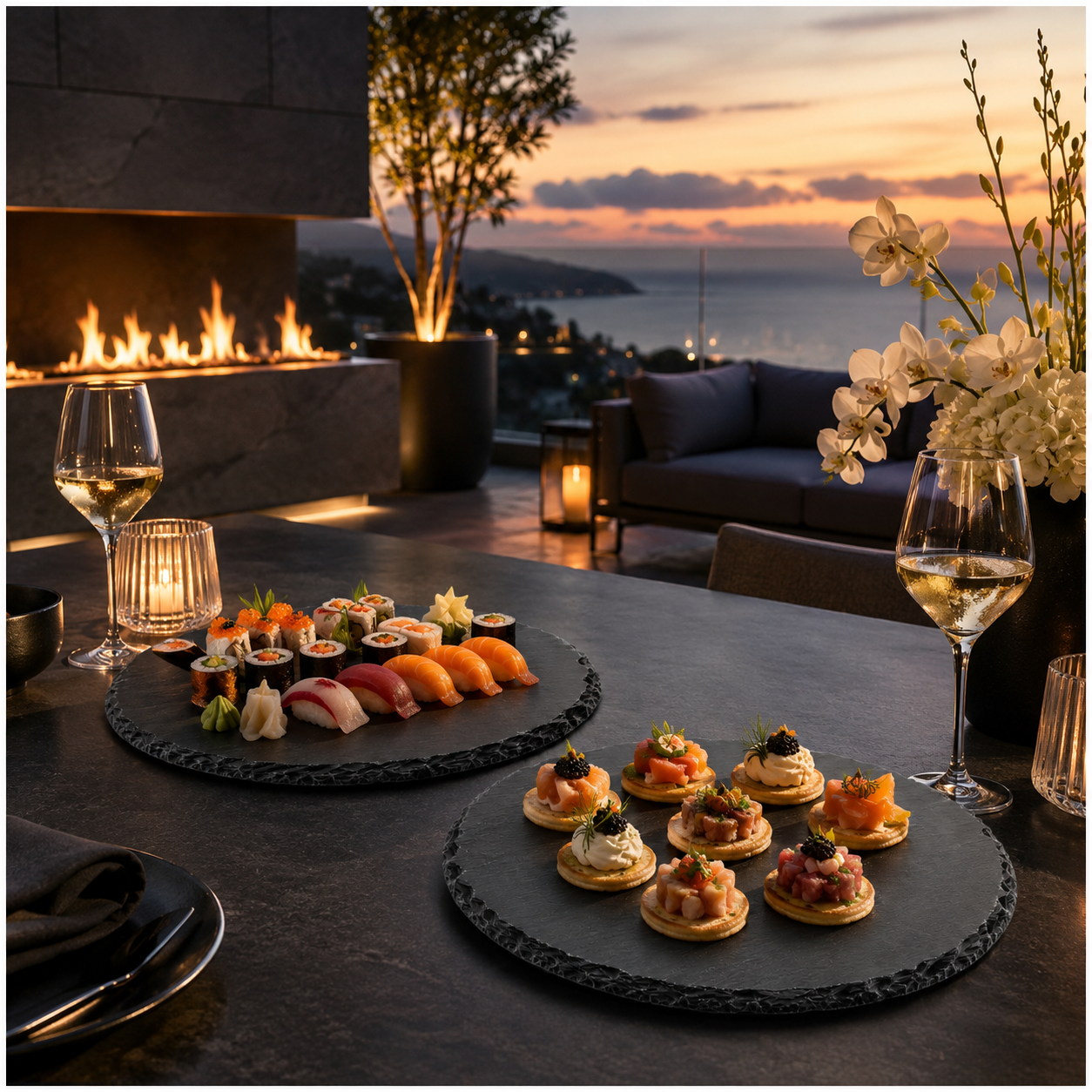 Elegant Natural Stone Slab Tray Set – 2 Piece Serving tray - 30 cm