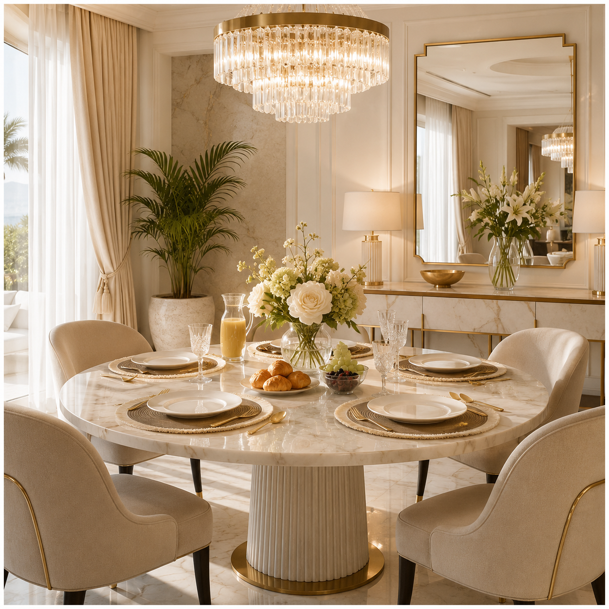 Essential 4-Piece Round Woven Fringe Placemat Set – 38 cm