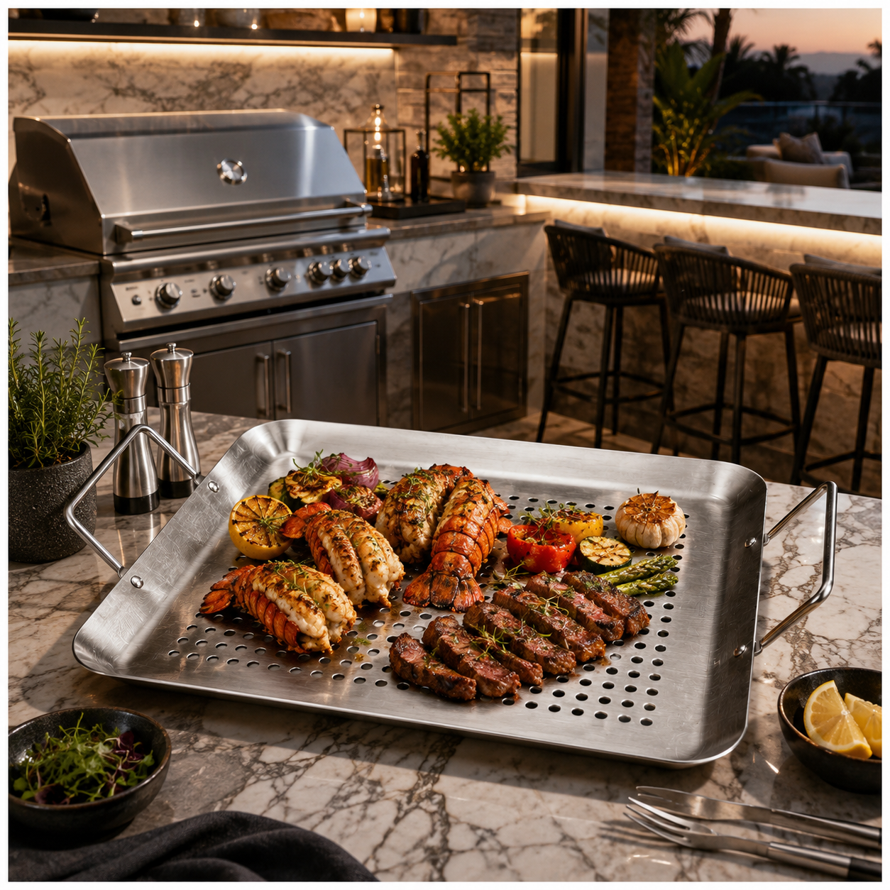 Heavy-Duty Stainless Steel Grill Basket with Handles for Braais – 40 x 28cm