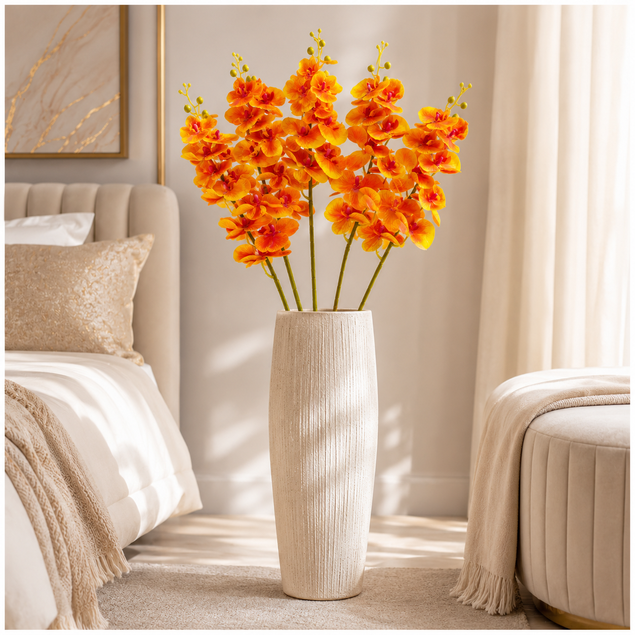 3-Piece Elegant Orchid Flower Stem Set – 98cm Tall, Modern Floral set
