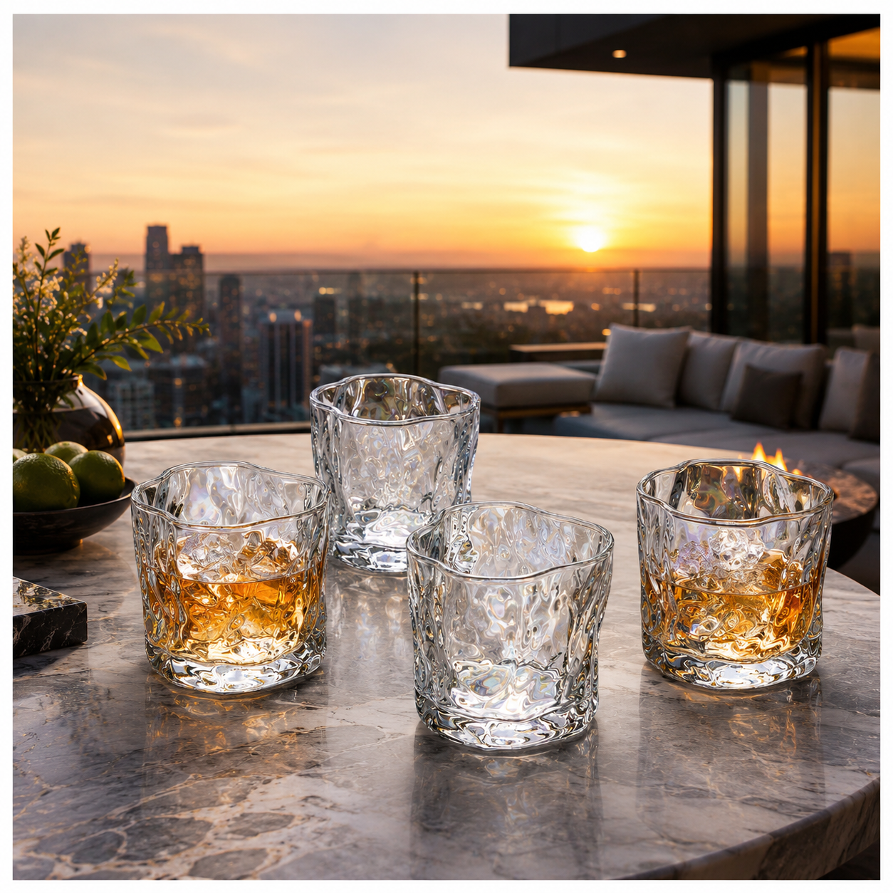Luxury 4-Piece Twisted Shining Pearl Crystal-Look Glass Set – 280ml