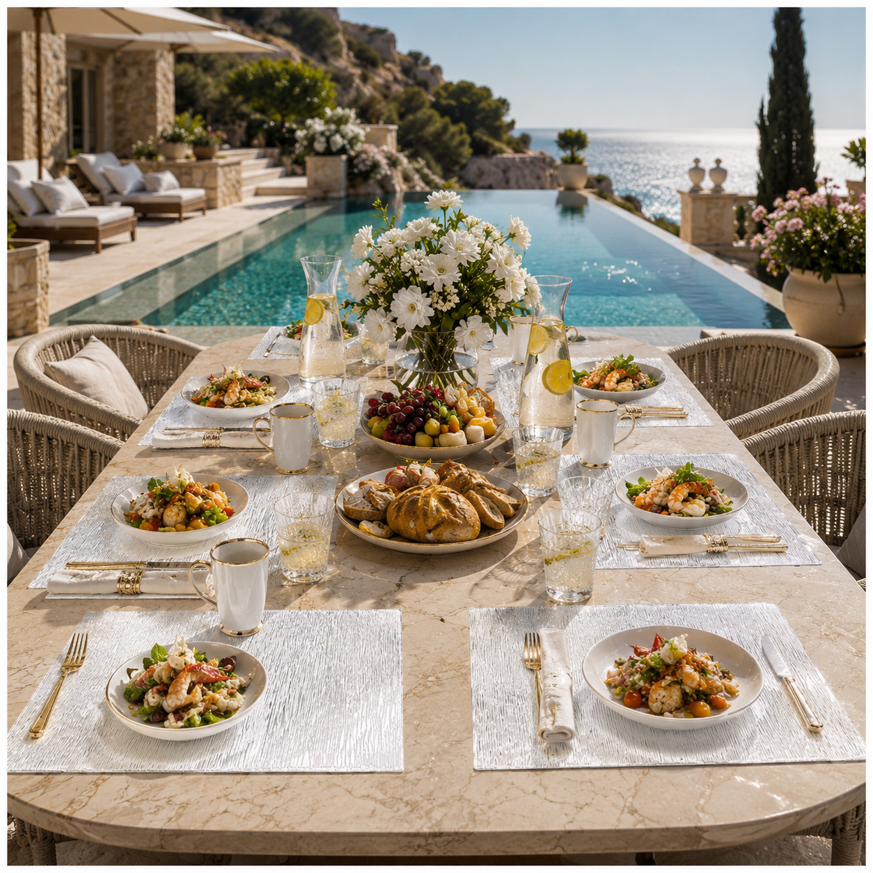 Elegant 6 Piece Textured Placemats – Clear And White 30 x 44 cm Table Mats