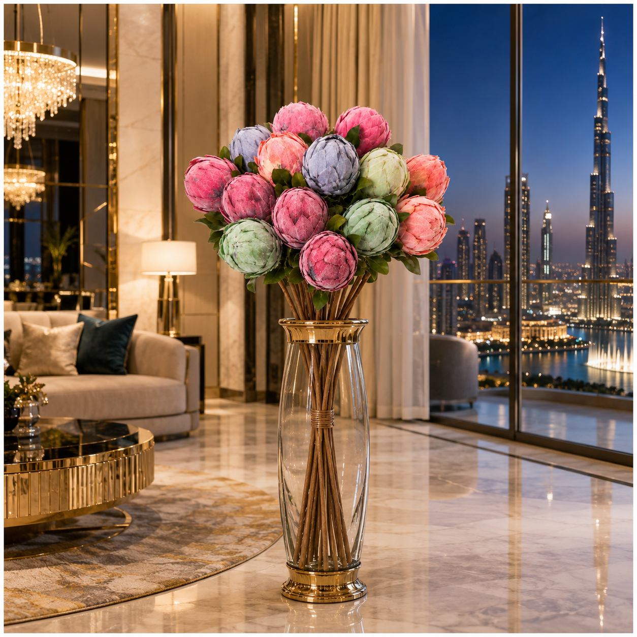 Protea Statement Bouquet – Luxury High End 12-Stem Decorative Arrangement