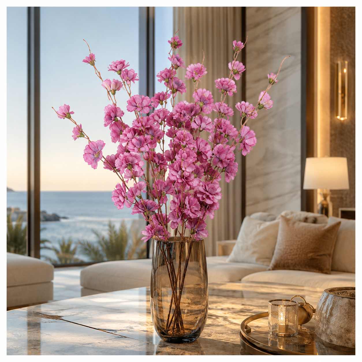 Beautiful Cherry Blossom Stems – 85cm, 2-Pack, White or Pink Lilac