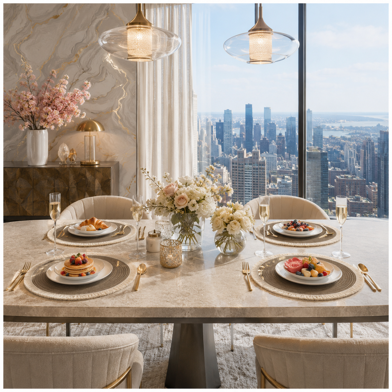 Essential 4-Piece Round Woven Fringe Placemat Set – 38 cm