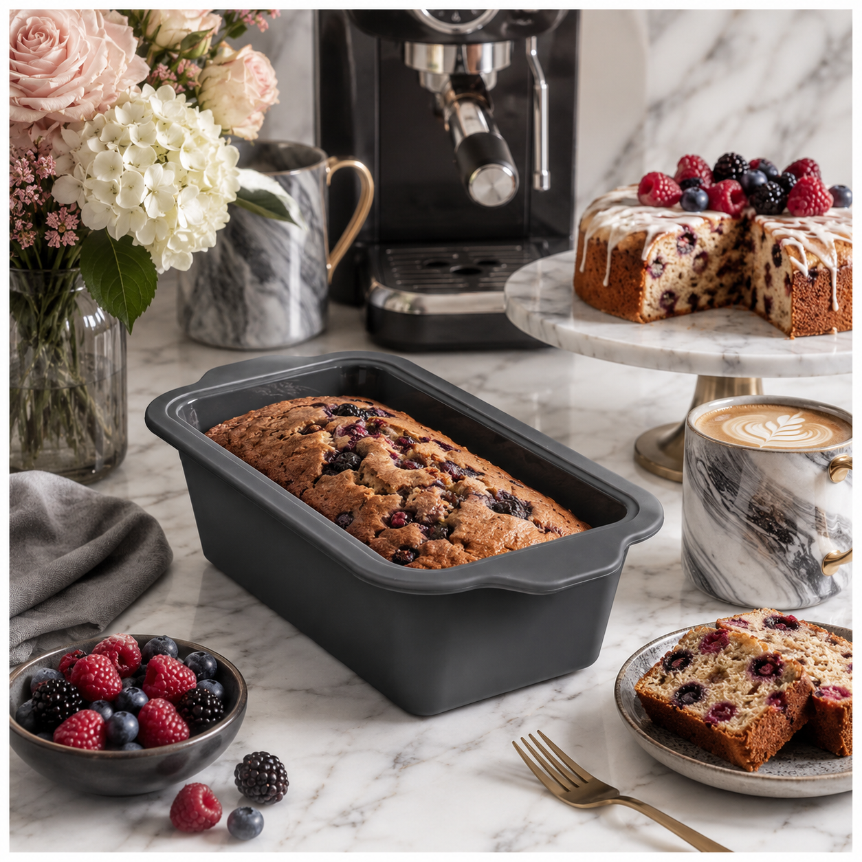Essential Grey Reinforced Silicone Loaf Pan – BPA Free Baking Mould - 24cm