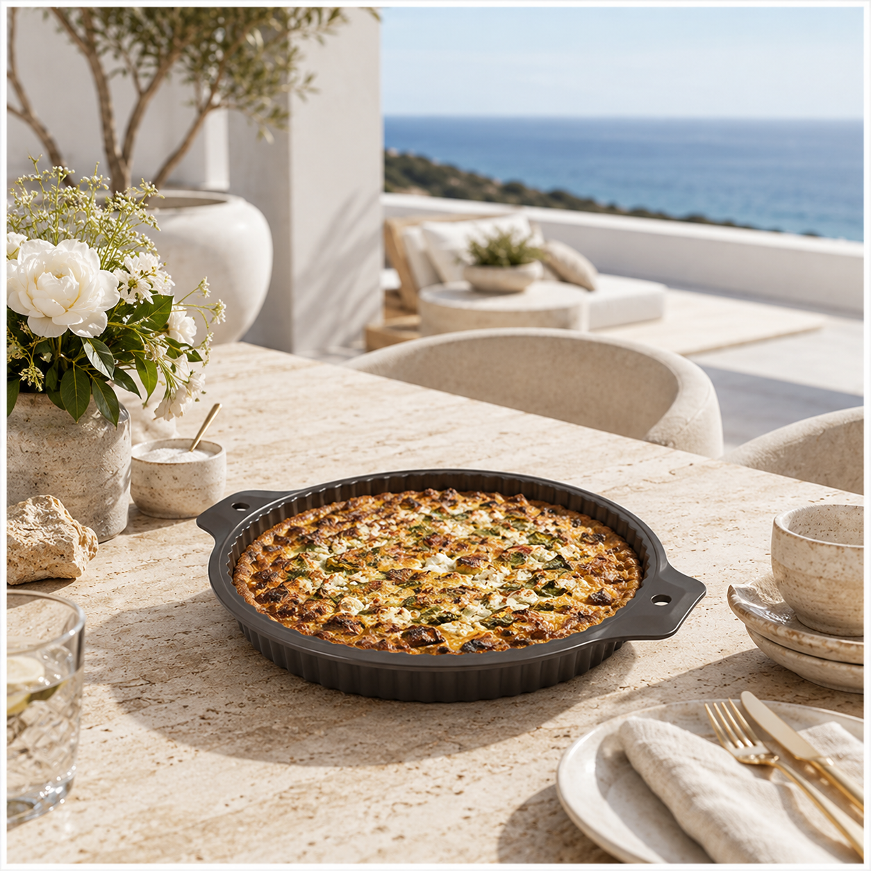 Essential Round Fluted Tart and Quiche Mold -33.4 x 28.3 x 3.2cm - BPA free