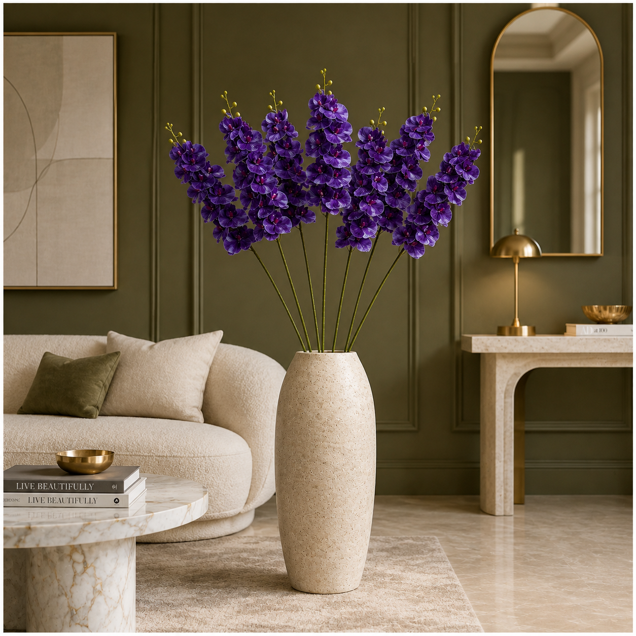 3 Piece Decorative Orchid Stem Set – Beautiful Tall Flowers -98 cm