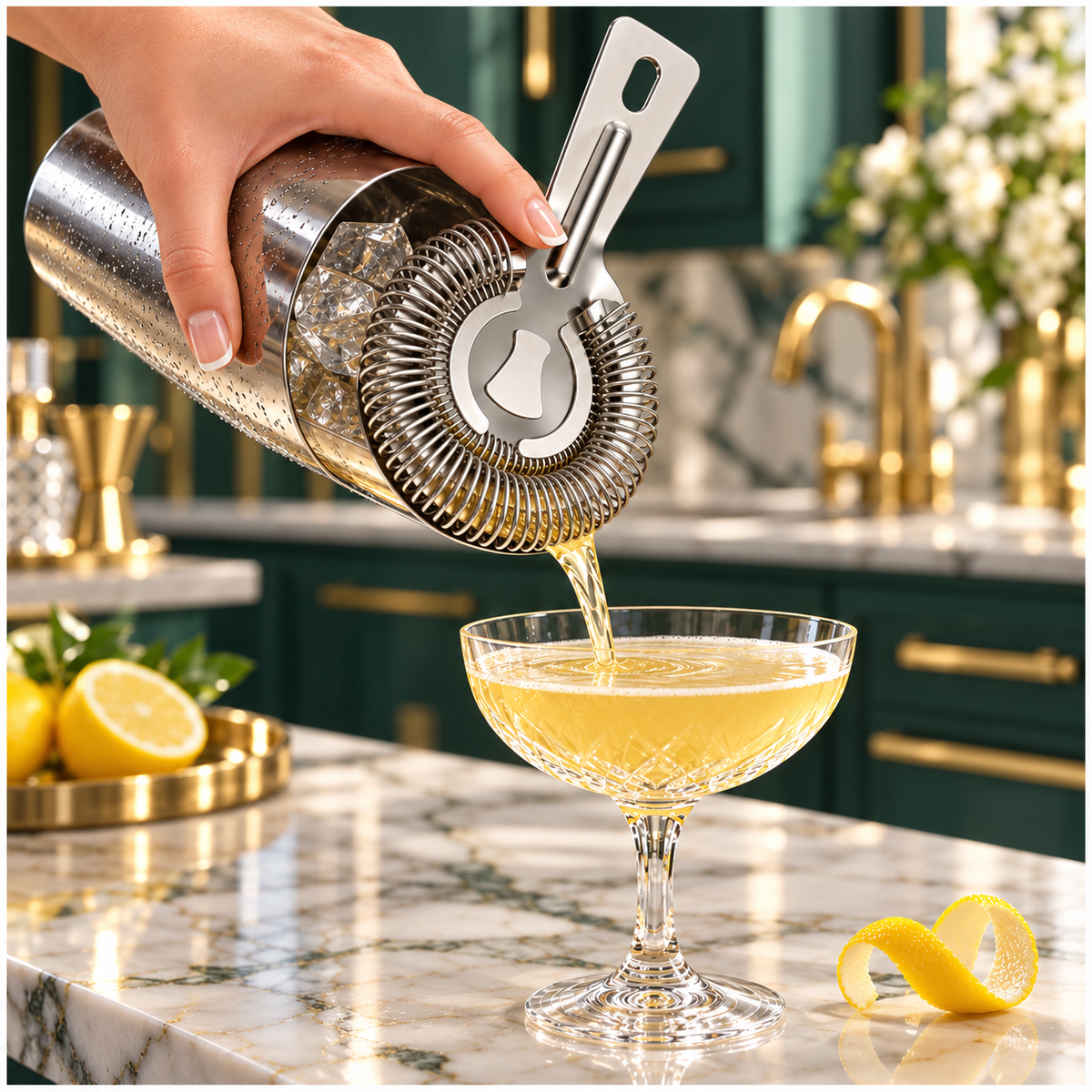 Stainless Steel Cocktail Ice Strainer - Silver Spring Coil - 14 cm