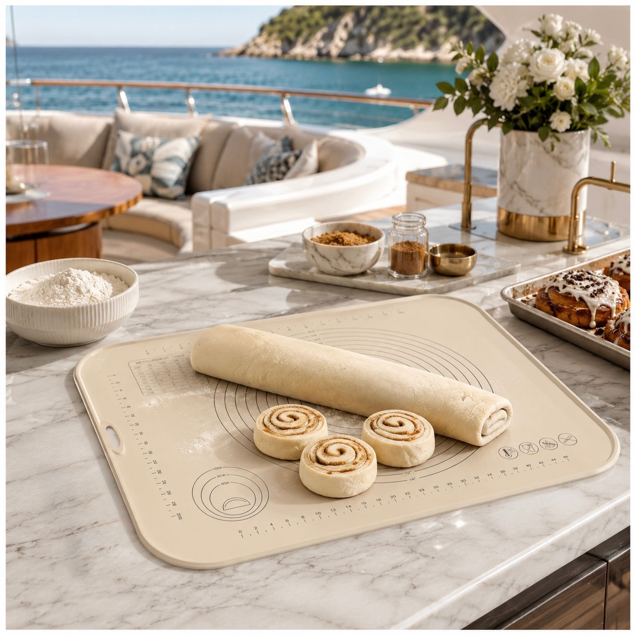 Essential Large Silicone Pastry Mat with Raised Edge and Guides - 70 x 50cm