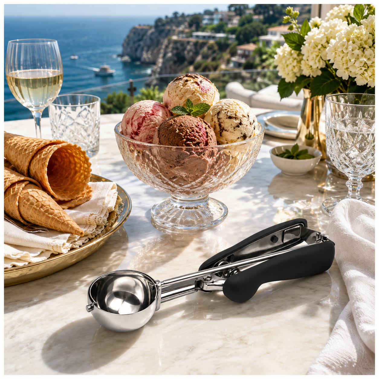 Stainless Steel Trigger Ice Cream-Cookie Scoop with Easy Release
