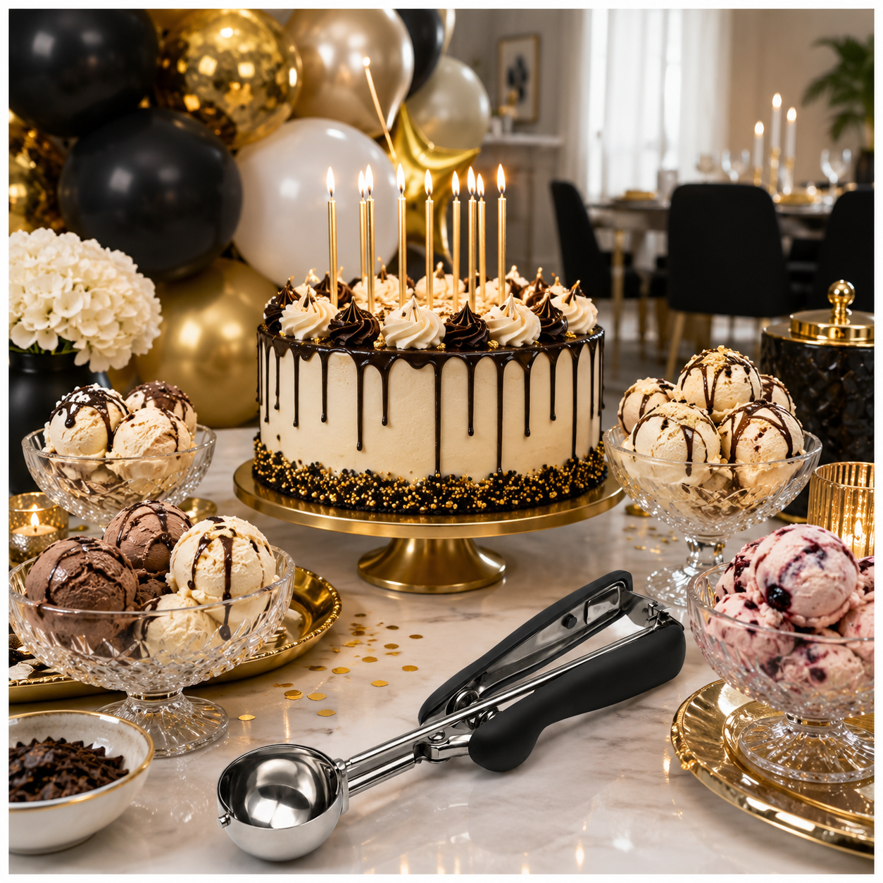 Stainless Steel Trigger Ice Cream-Cookie Scoop with Easy Release