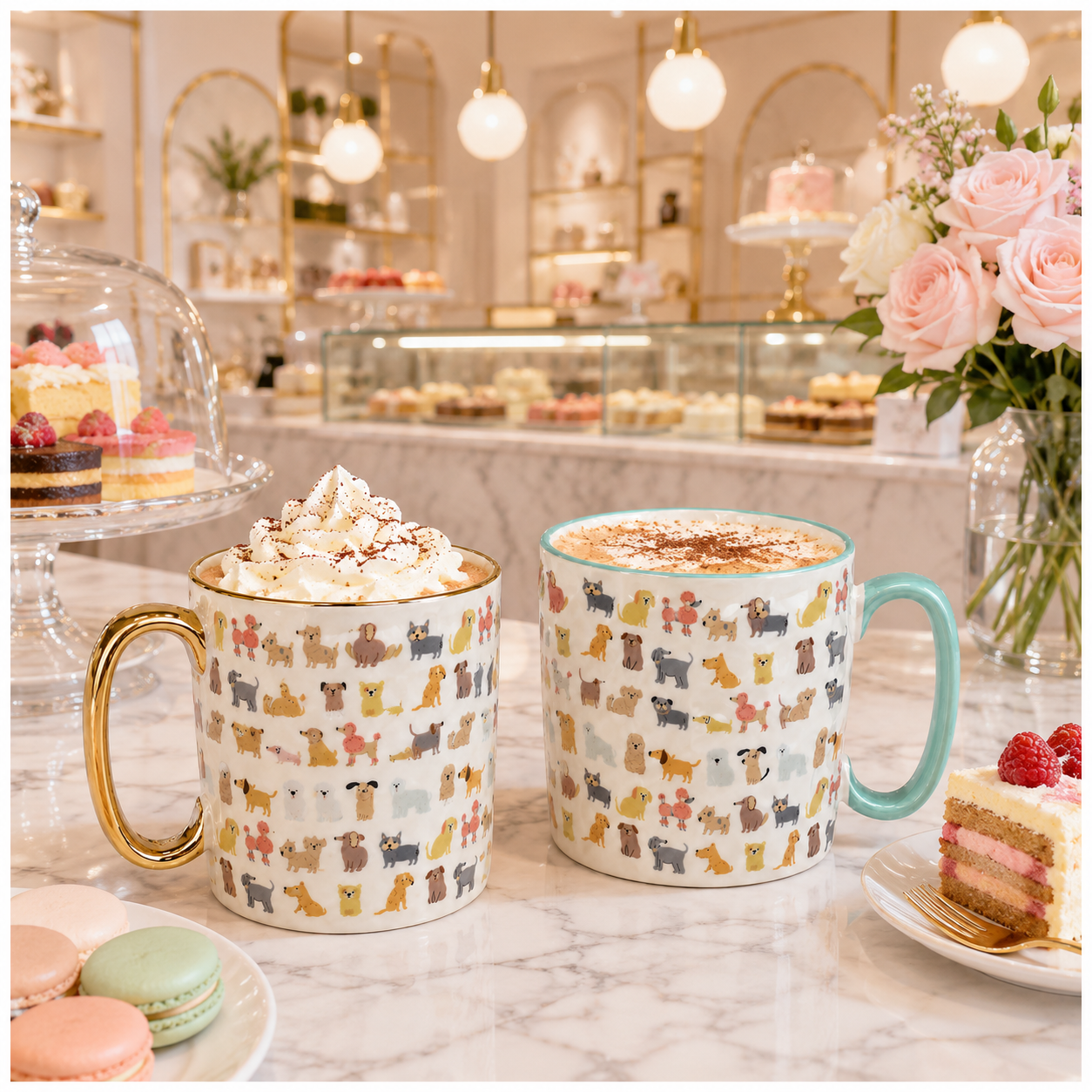 Classic Animal-Print Porcelain Mug Set of 2 –310ml - Hot and Cold Drinkware