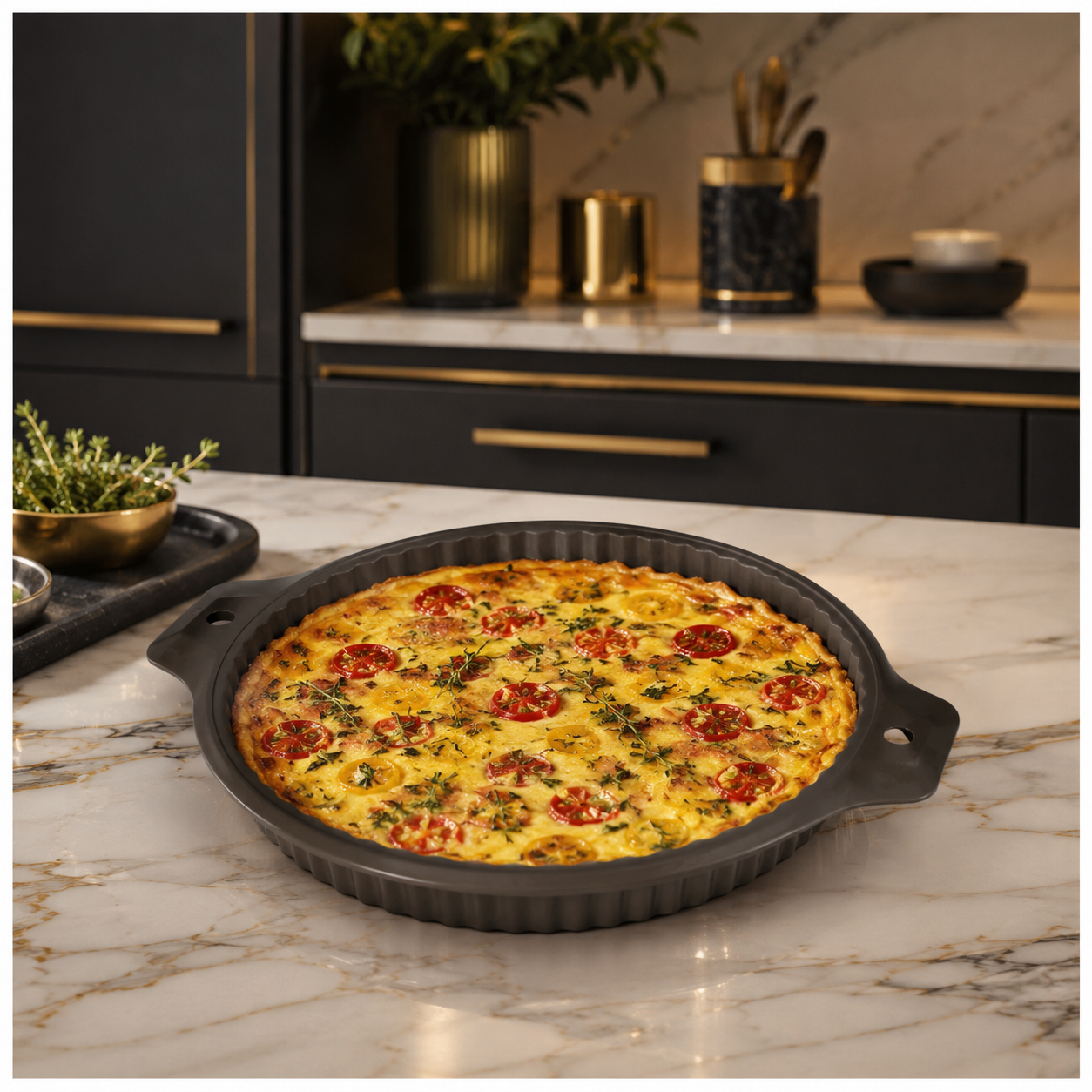 Essential Round Fluted Tart and Quiche Mold -33.4 x 28.3 x 3.2cm - BPA free