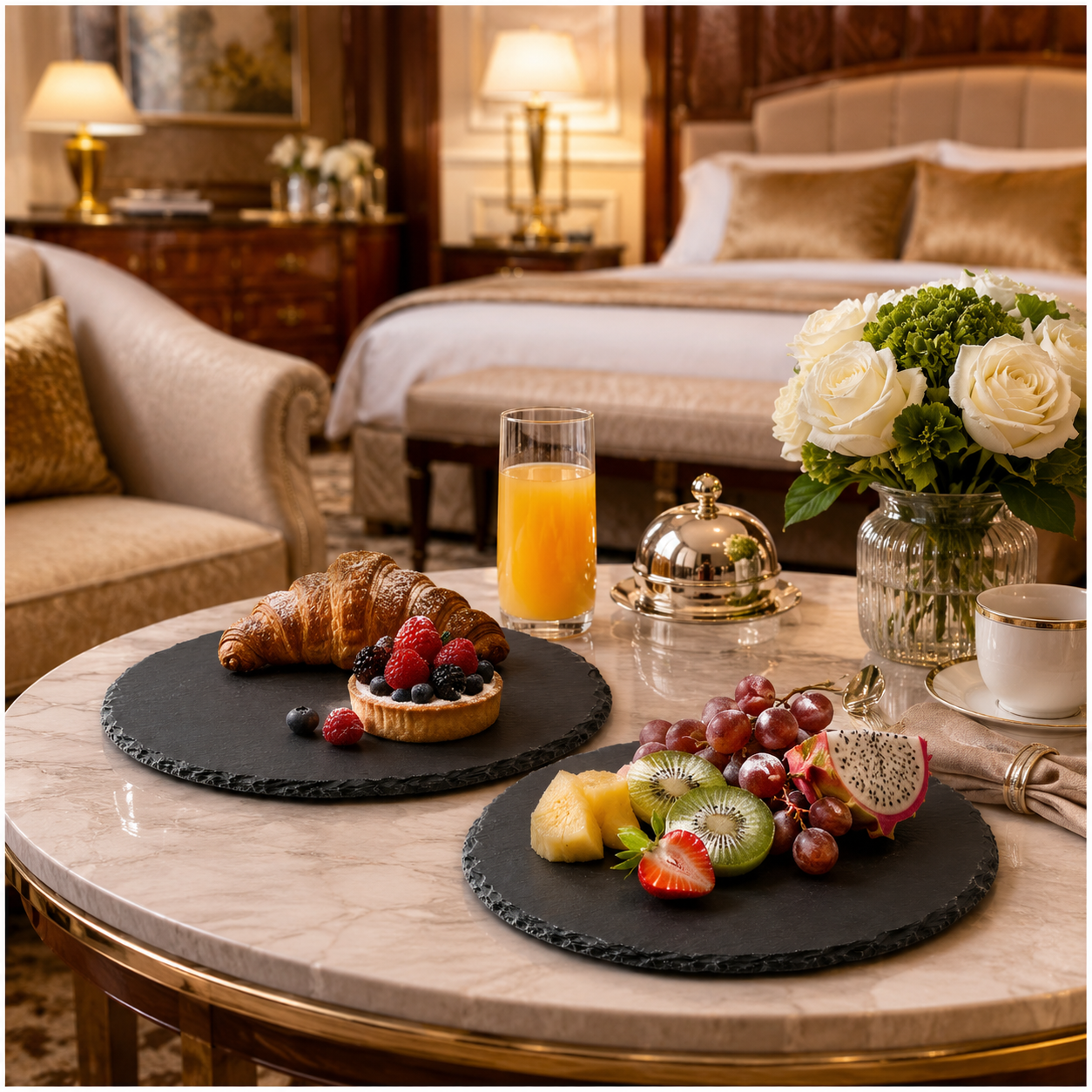 Elegant Natural Stone Slab Tray Set – 2 Piece Serving tray - 30 cm