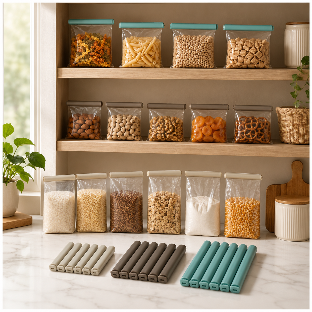 18-Piece Food Sealing Clip Set – 3 Sizes, Reusable Bag Clips for Preserving