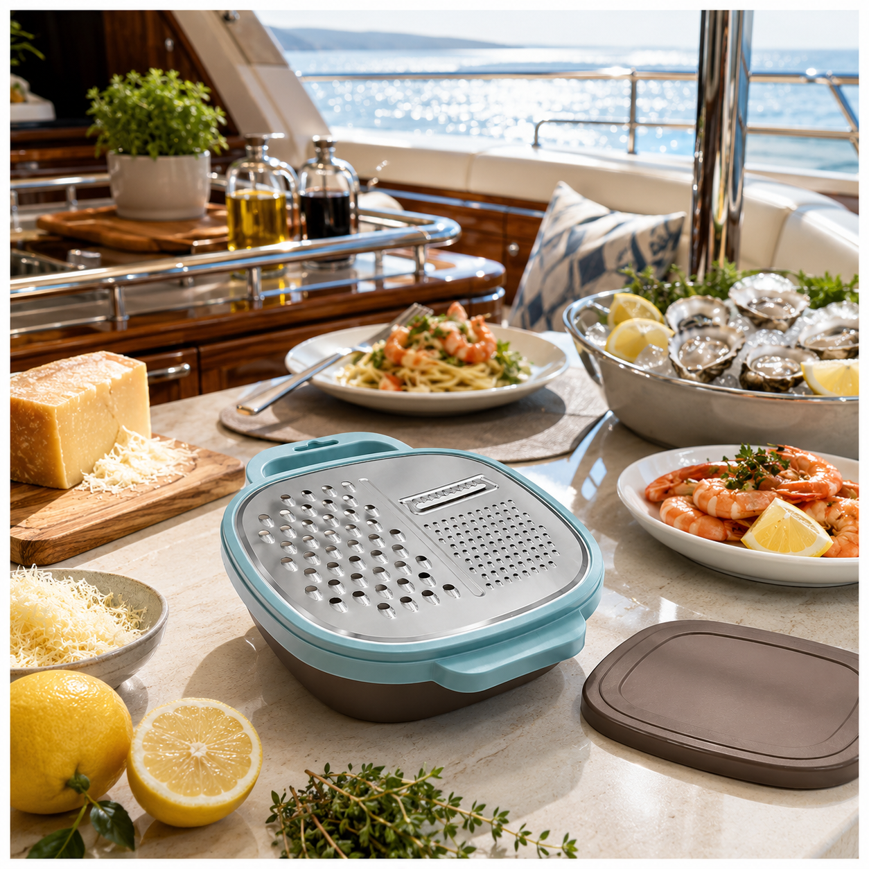 Essential 2-in-1 Stainless Steel Box Grater with Storage Container and Lid