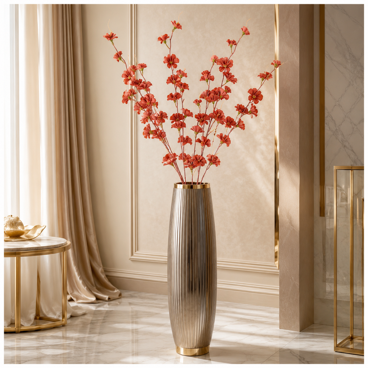Elegant Faux 2 Cherry Blossom Stems - 85cm- White or Peach Floral Decor