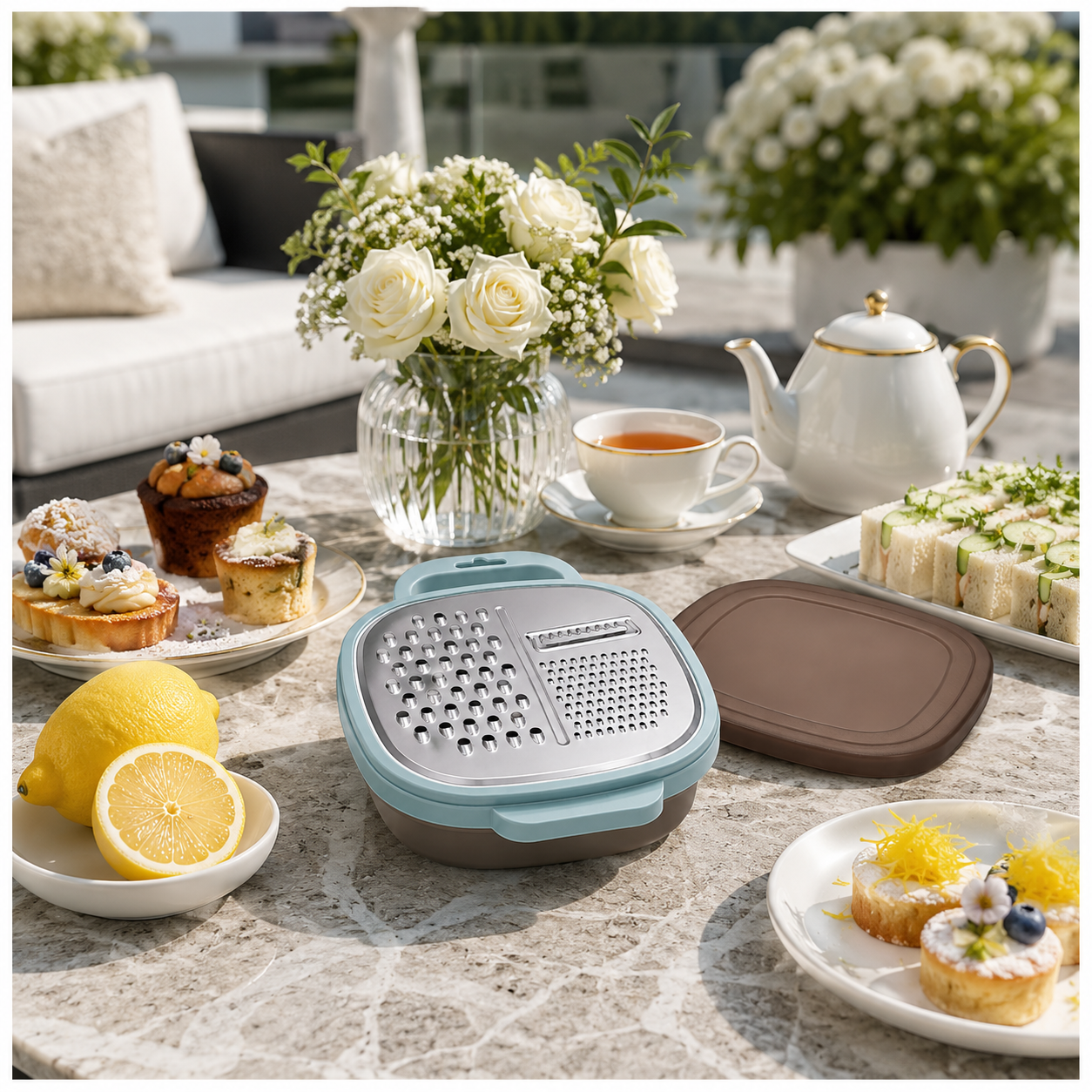 Essential 2-in-1 Stainless Steel Box Grater with Storage Container and Lid