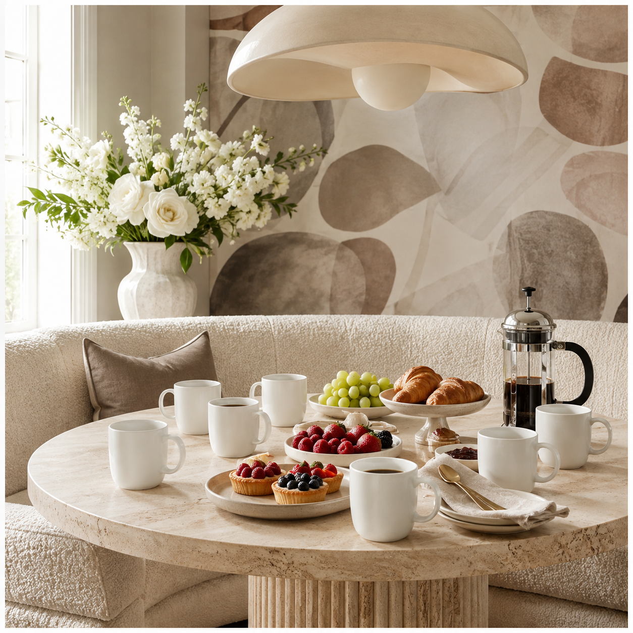 Essential 18-Piece White Ceramic Mug Set for Tea, Coffee and Entertaining