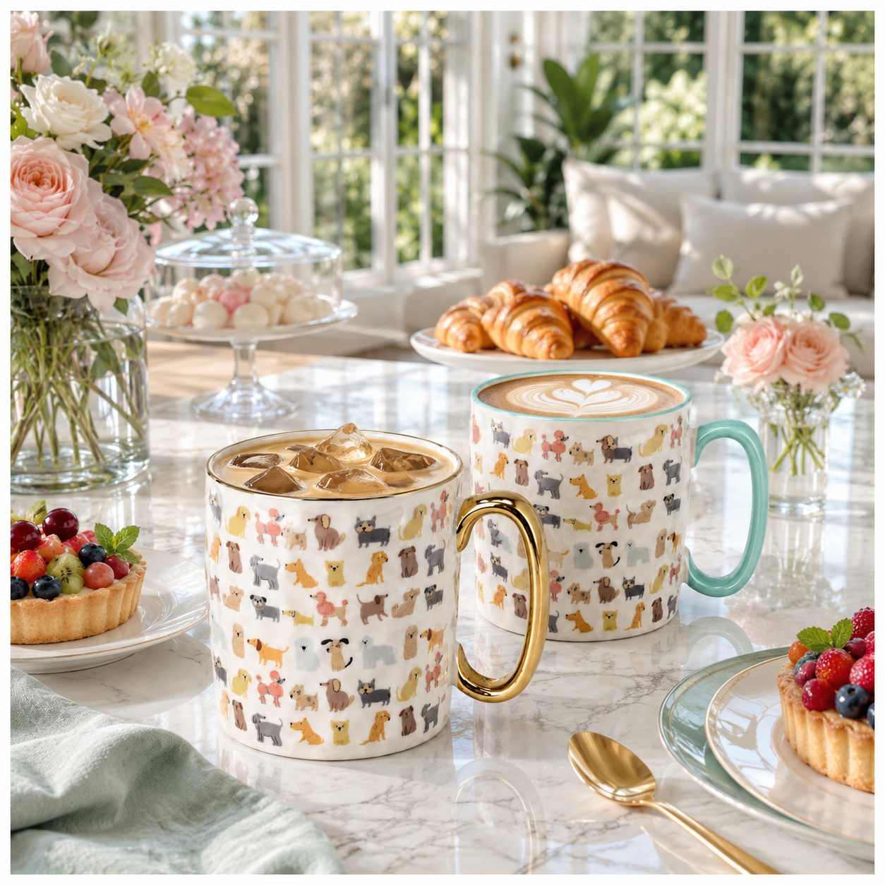Classic Animal-Print Porcelain Mug Set of 2 –310ml - Hot and Cold Drinkware