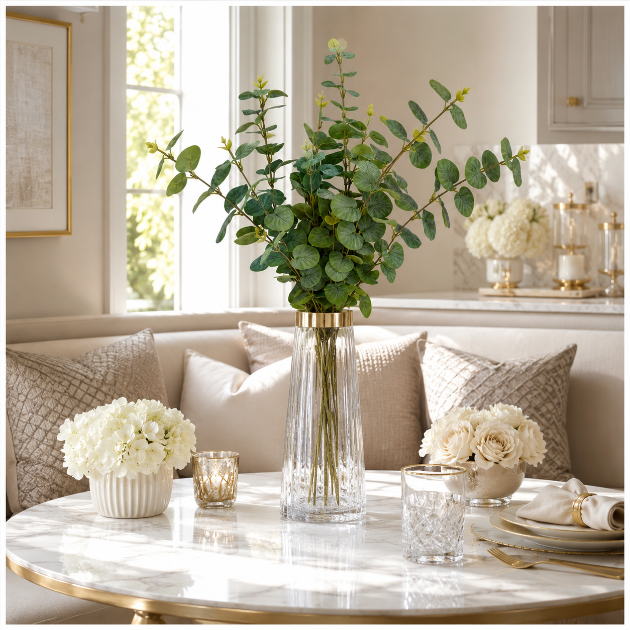 Stylish Modern Eucalyptus Stems Bundle – 3 Modern Decorative Stems - 85 cm