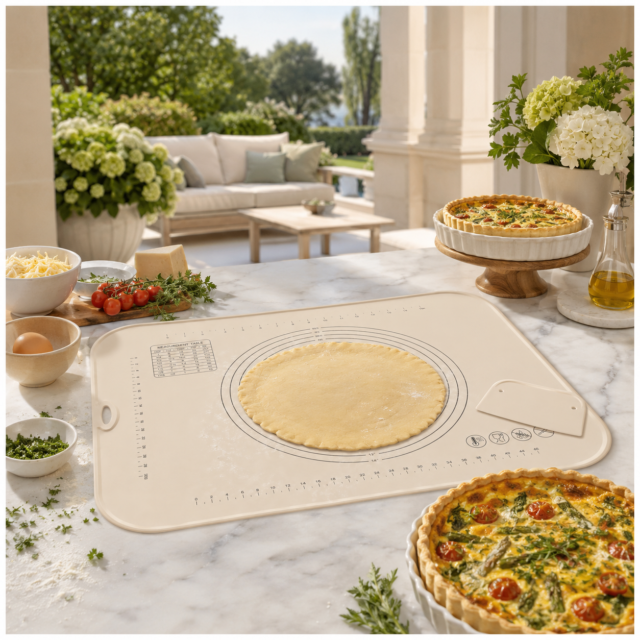 Essential Large Silicone Pastry Mat with Raised Edge and Guides - 70 x 50cm