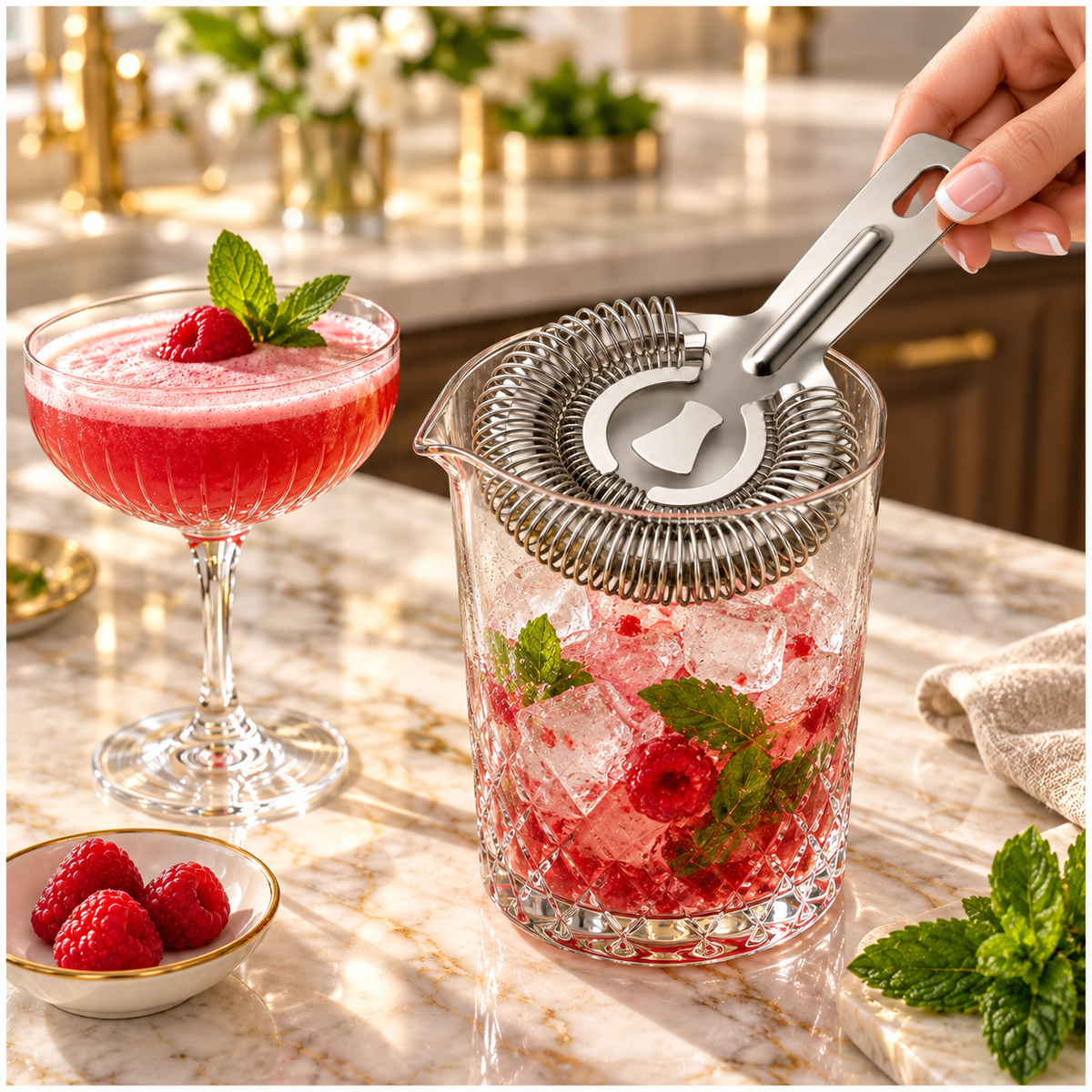 Stainless Steel Cocktail Ice Strainer - Silver Spring Coil - 14 cm