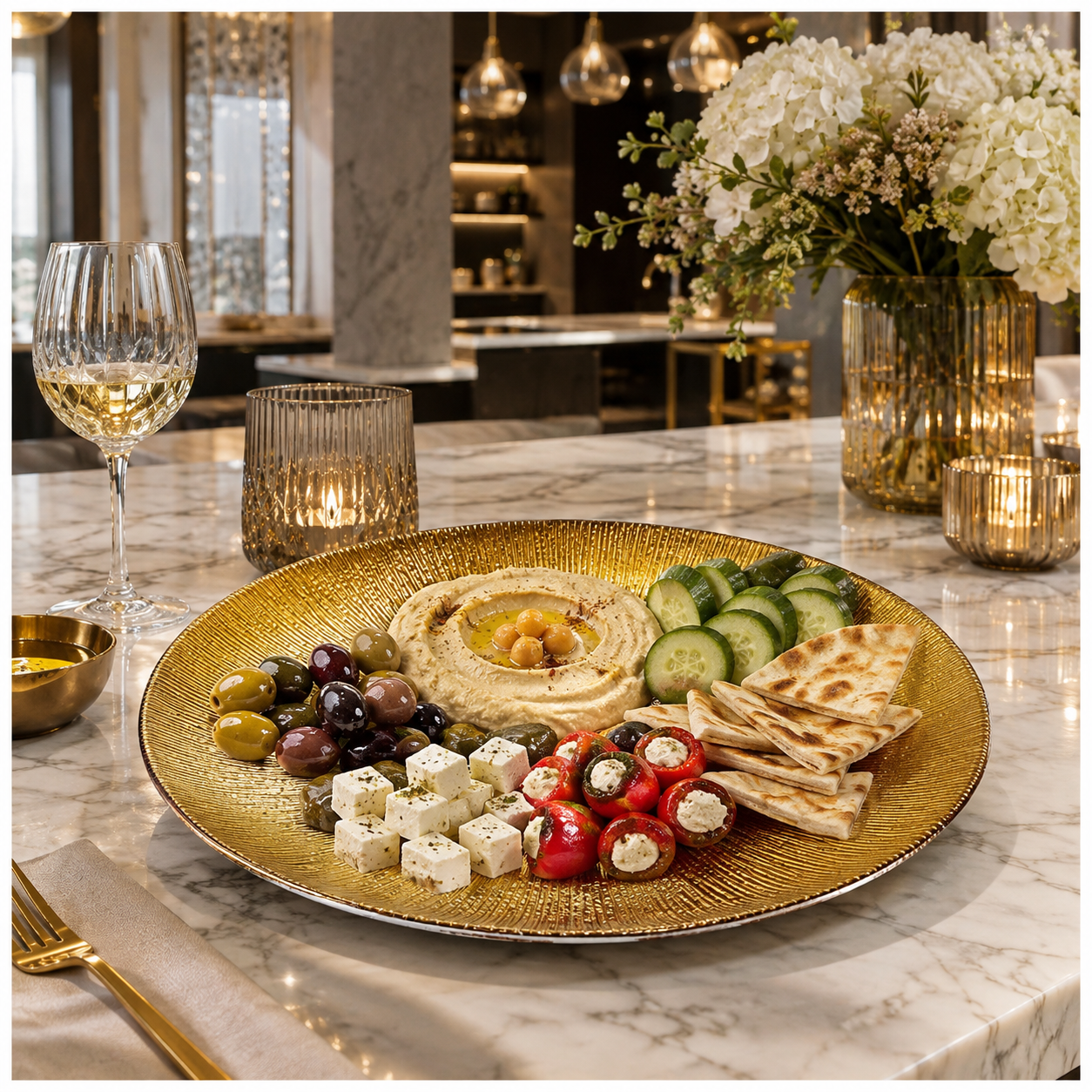 Elegant Gold Sunburst Glass Dessert and Appetizer Platter – 27cm