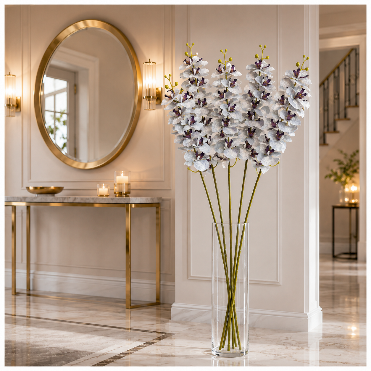 3 Piece Decorative Orchid Stem Set – Beautiful Tall Flowers -98 cm