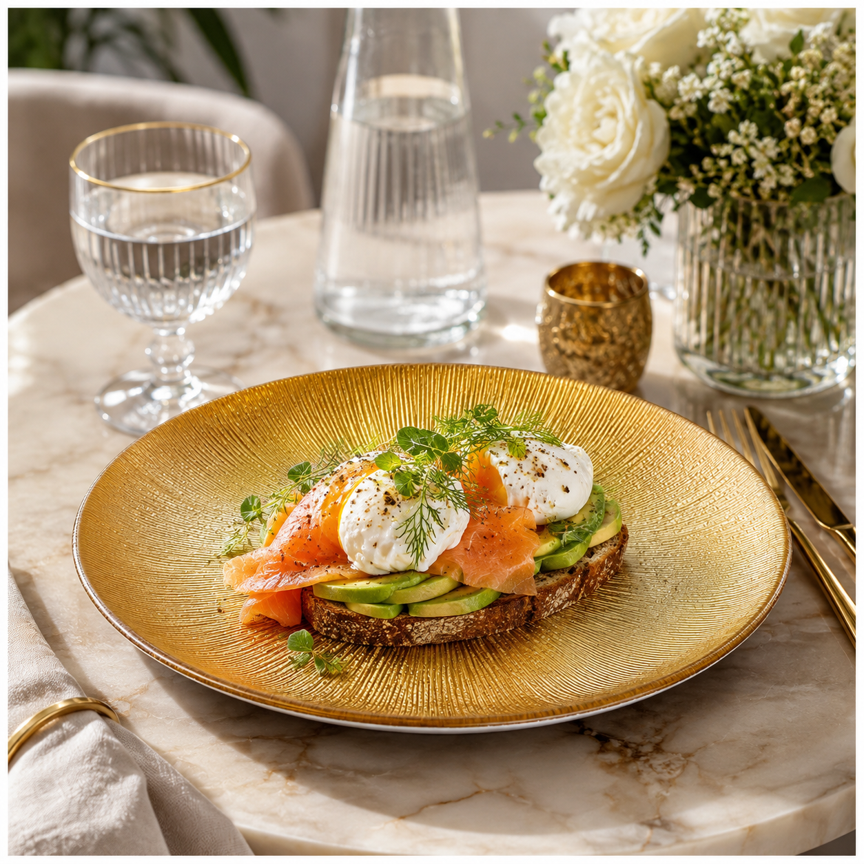 Elegant Gold Sunburst Glass Dessert and Appetizer Platter – 27cm