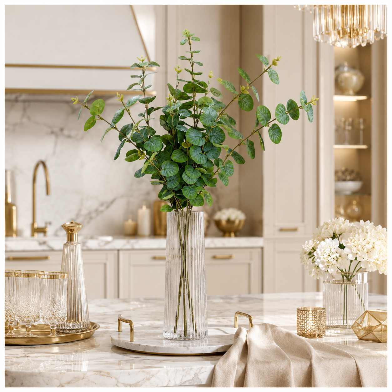 Stylish Modern Eucalyptus Stems Bundle – 3 Modern Decorative Stems - 85 cm