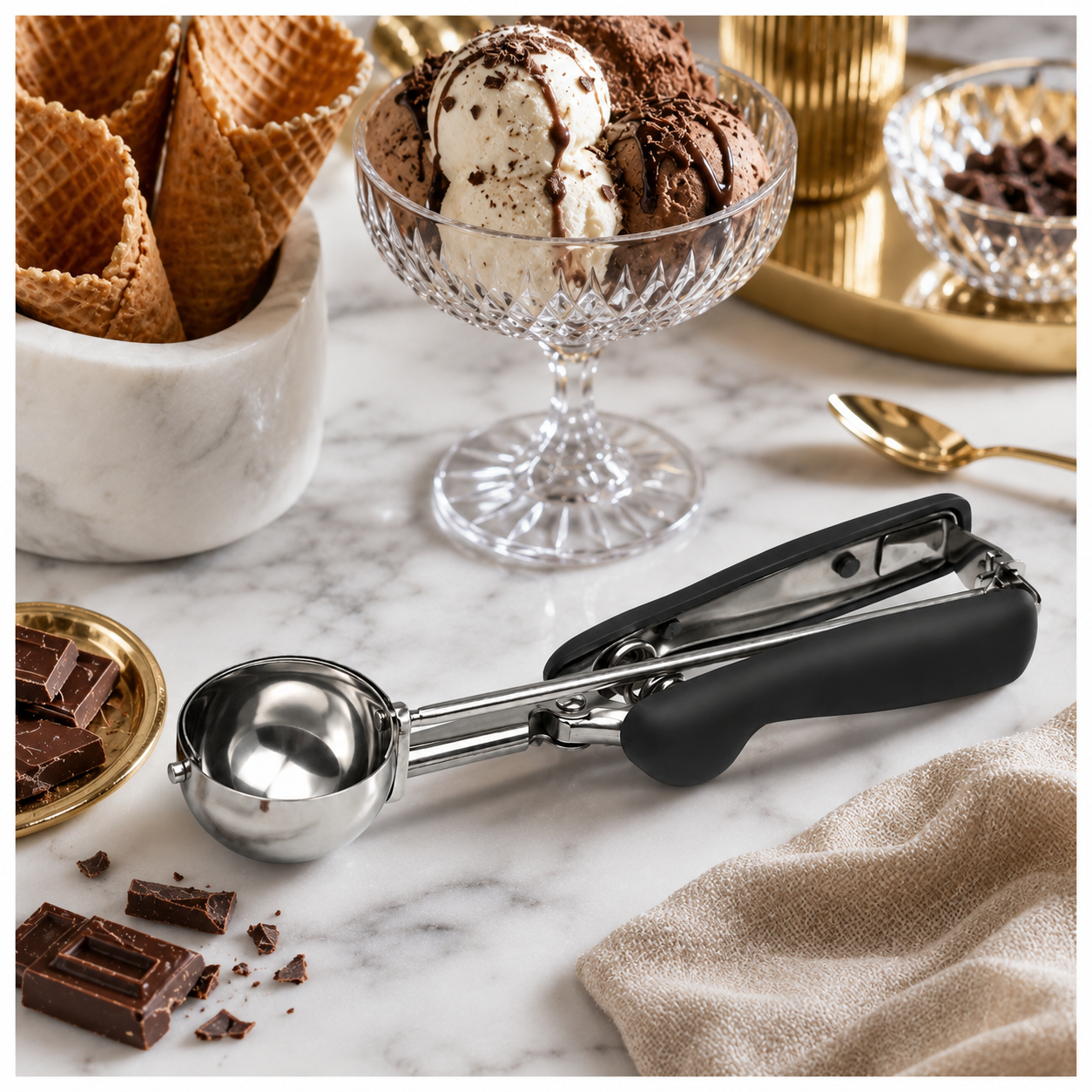Stainless Steel Trigger Ice Cream-Cookie Scoop with Easy Release