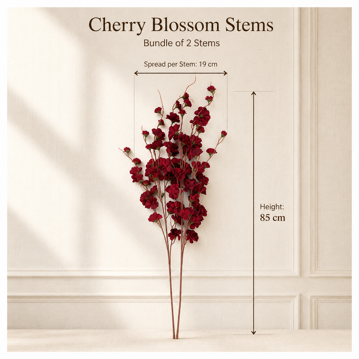 Faux Cherry Blossom Stems – 85cm Decorative 2-Piece Bundle