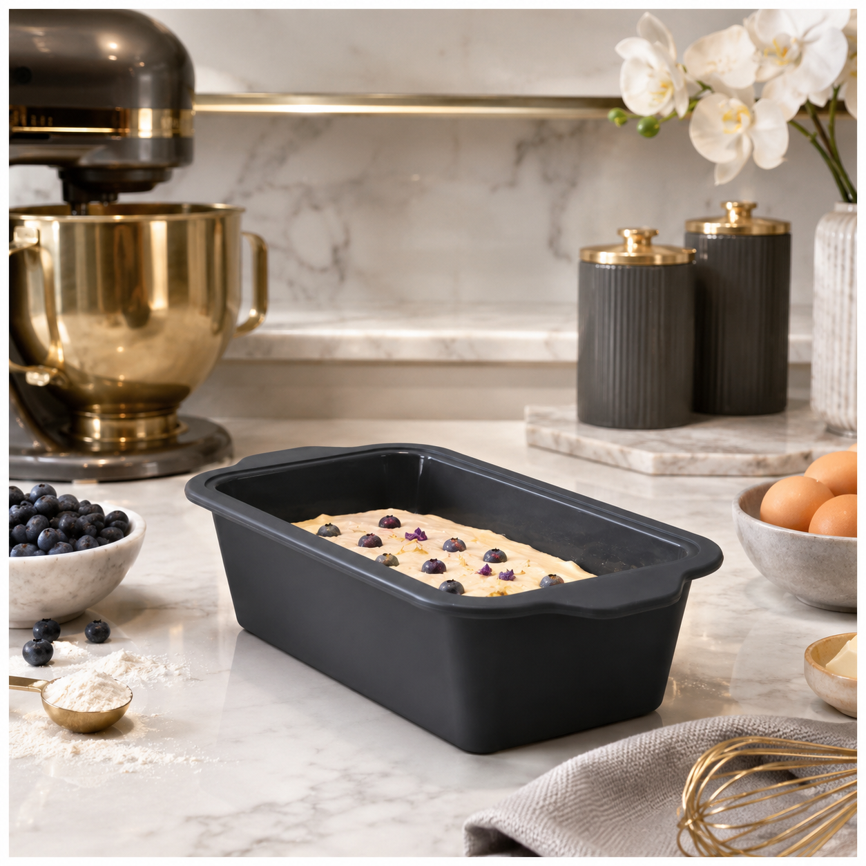 Essential Grey Reinforced Silicone Loaf Pan – BPA Free Baking Mould - 24cm