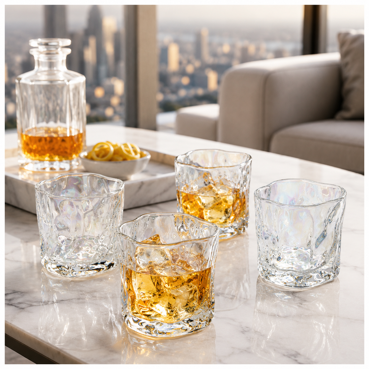 Luxury 4-Piece Twisted Shining Pearl Crystal-Look Glass Set – 280ml