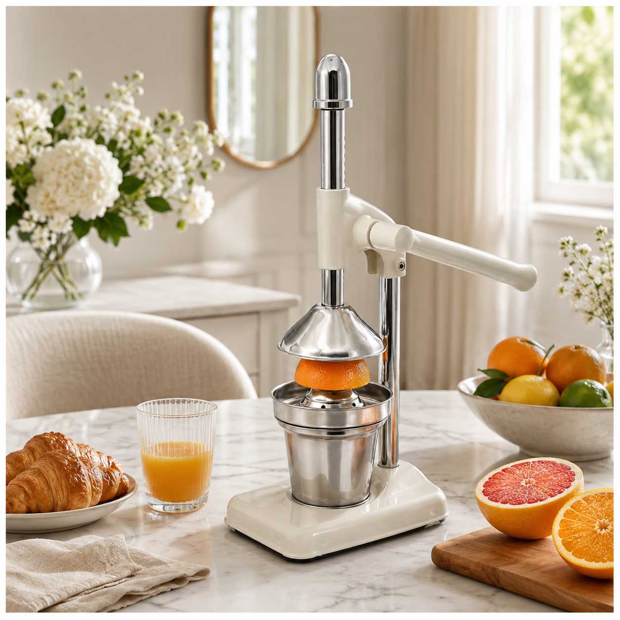Manual Citrus Juicer- Lever Arm Juice Press with Stainless Steel Cup- 35 CM