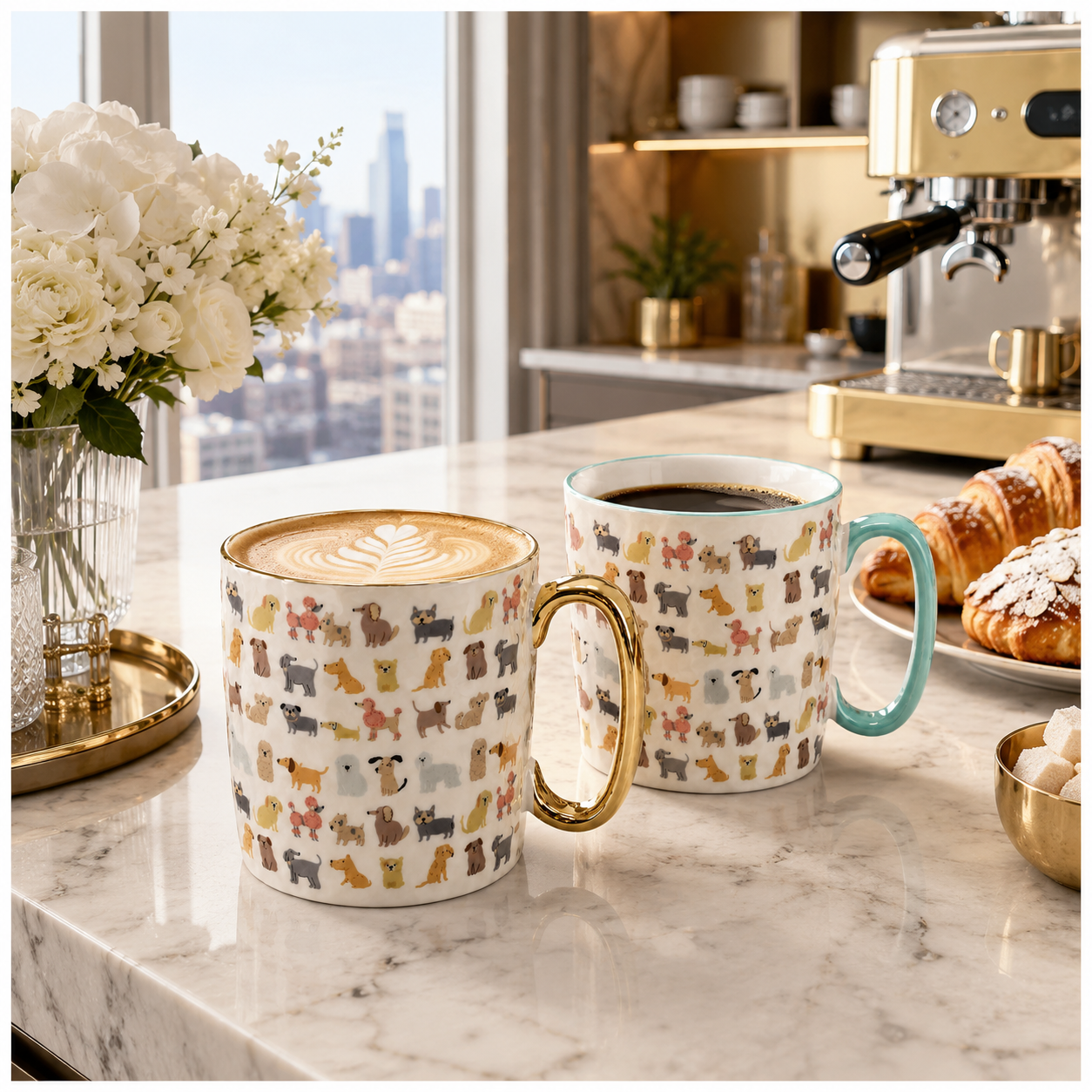 Classic Animal-Print Porcelain Mug Set of 2 –310ml - Hot and Cold Drinkware