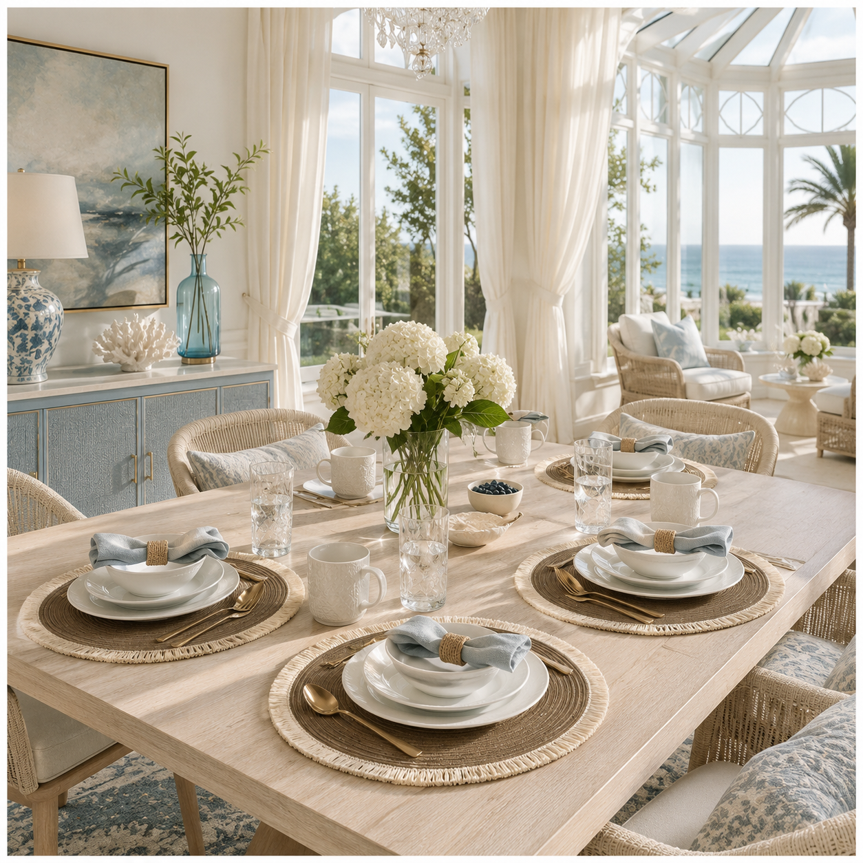 Essential 4-Piece Round Woven Fringe Placemat Set – 38 cm