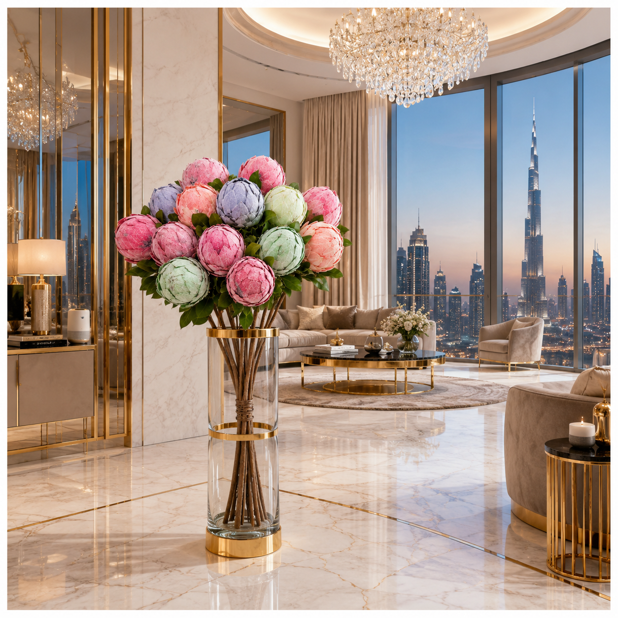 Protea Statement Bouquet – Luxury High End 12-Stem Decorative Arrangement