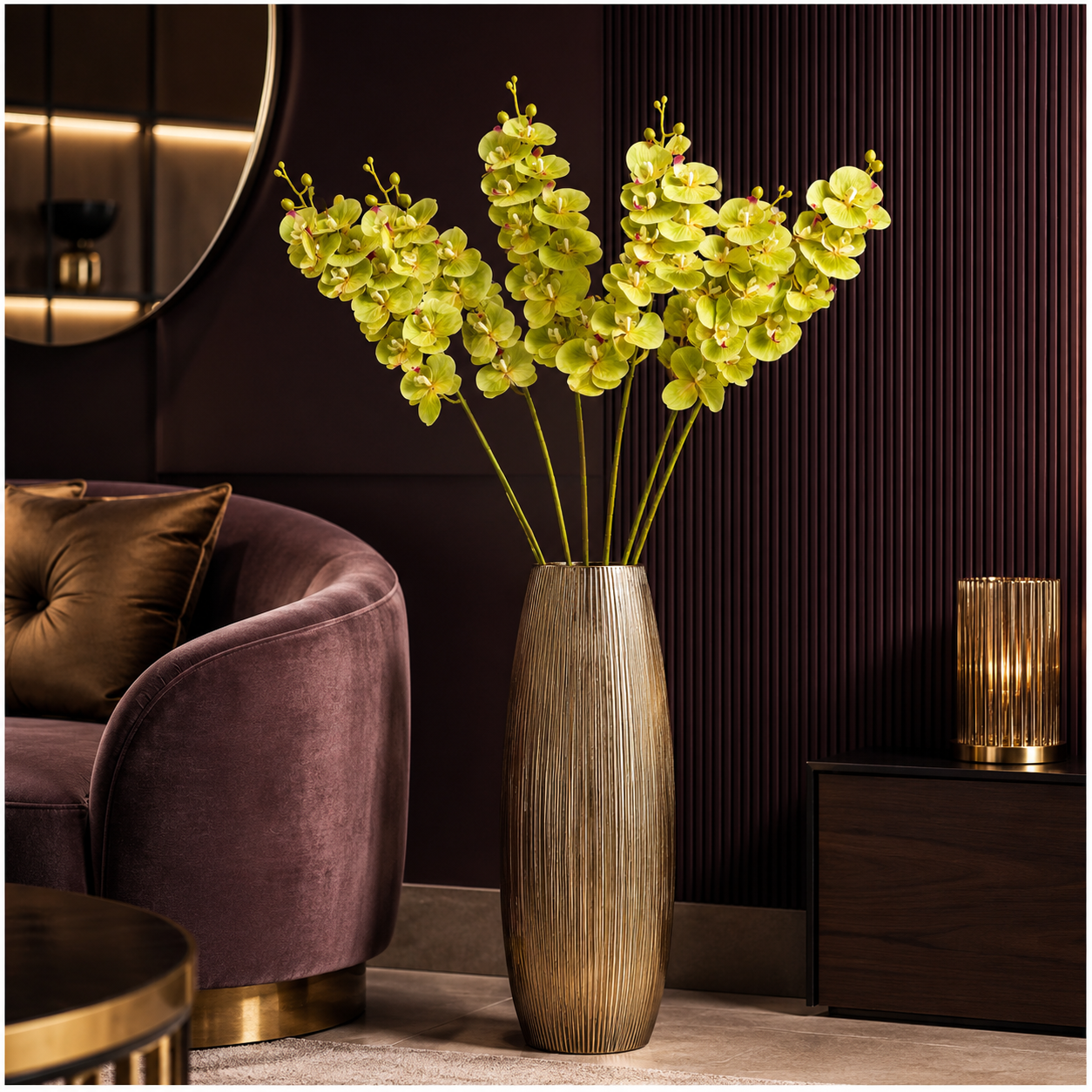 3-Piece Elegant Orchid Flower Stem Set – 98cm Tall, Modern Floral set