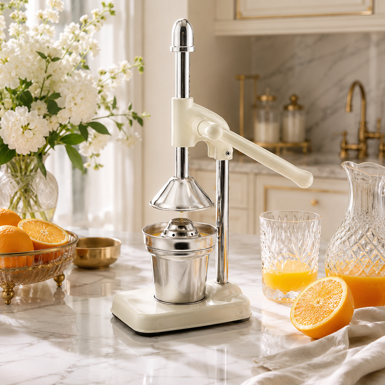 Manual Citrus Juicer- Lever Arm Juice Press with Stainless Steel Cup- 35 CM