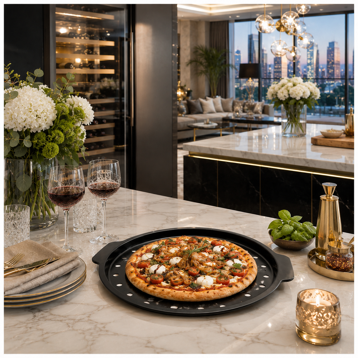 Crisp-Crust Non-Stick Pizza Tray –Carbon Steel Oven-to-Table Bakeware -31cm